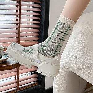 Plaid Crew Socks