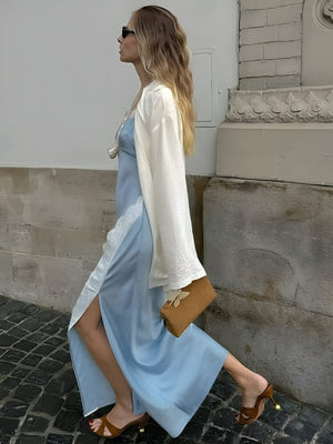 Soft Girl Lace Trim Midi Dress