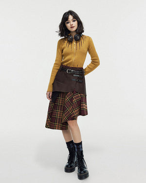 Grunge Asymmetrical Plaid Skirt