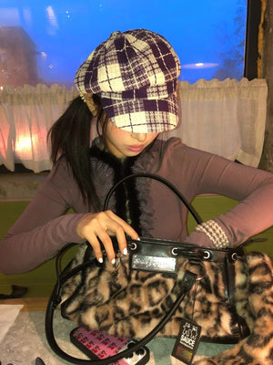 Y2K Fur Trim Plunge Top