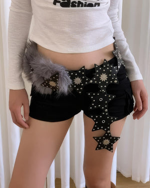 Black Star Studded Boho Belt