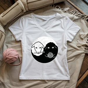 Black & White Sheeps Lady V-neck