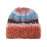 90s Fuzzy Striped Knit Beanie
