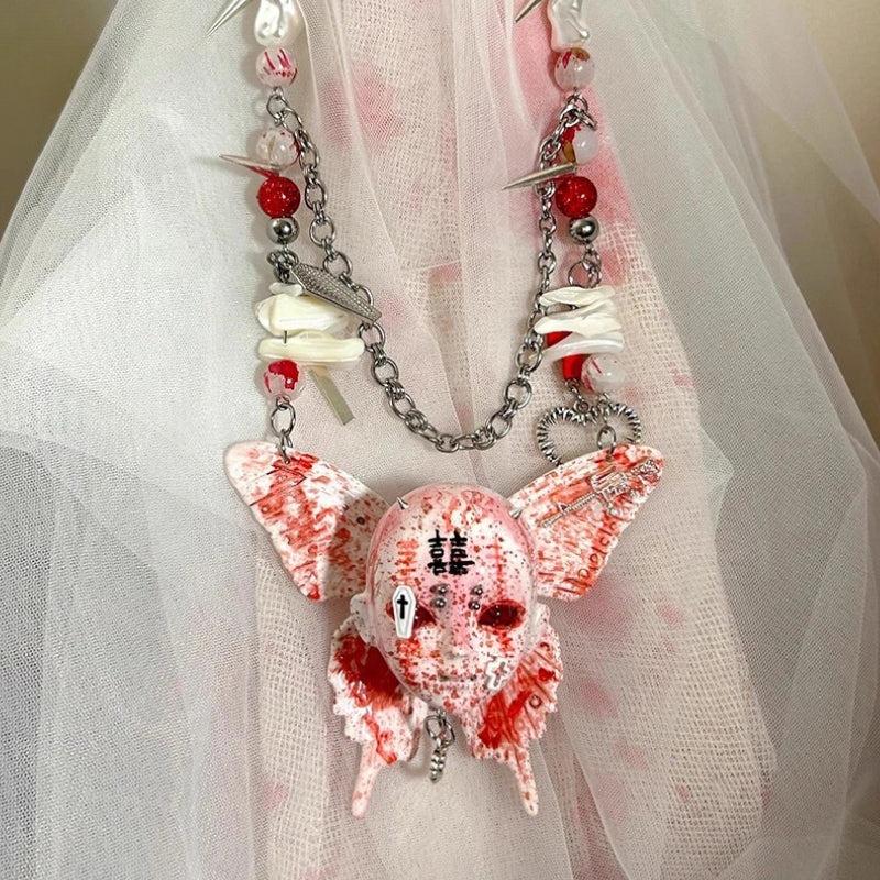 Bloody Gothic Skull Necklace