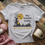 Broom Broke Knitting Witch T-shirt
