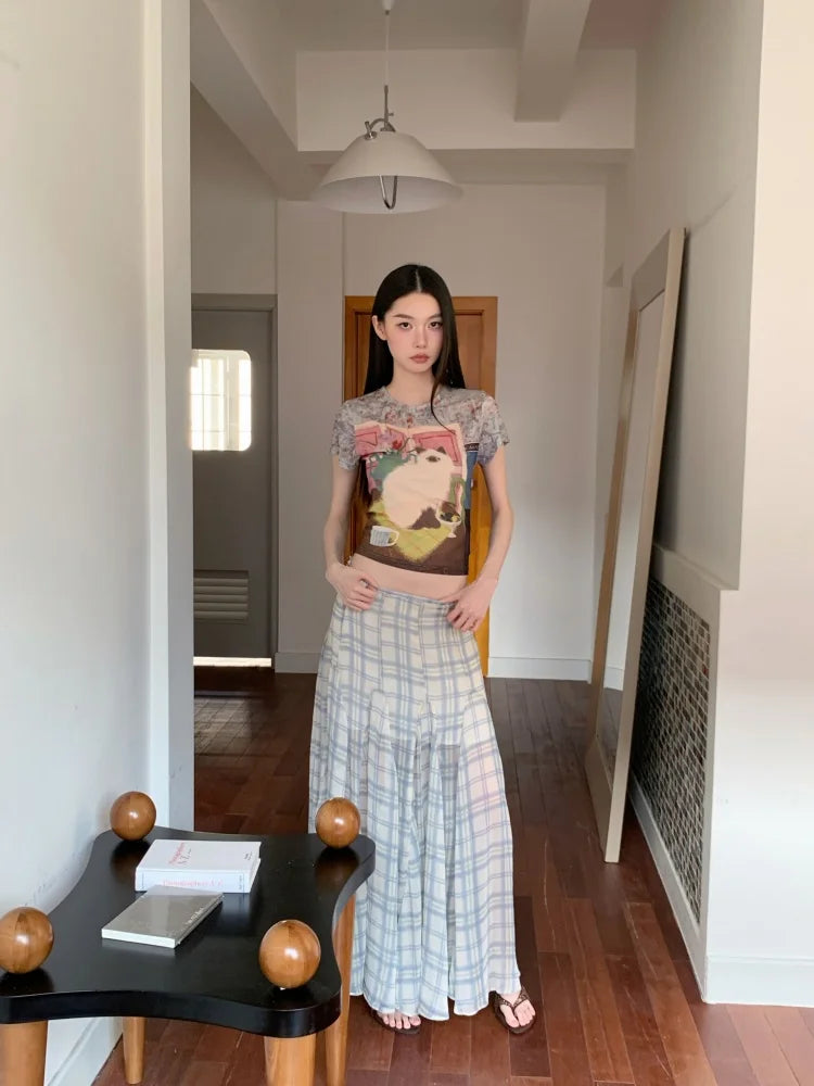 Cat Graphic Sheer Top