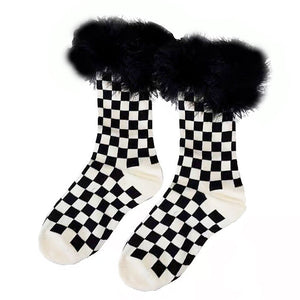 Checkered Furry Socks