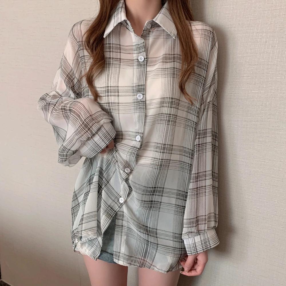 Chiffon Plaid Shirt