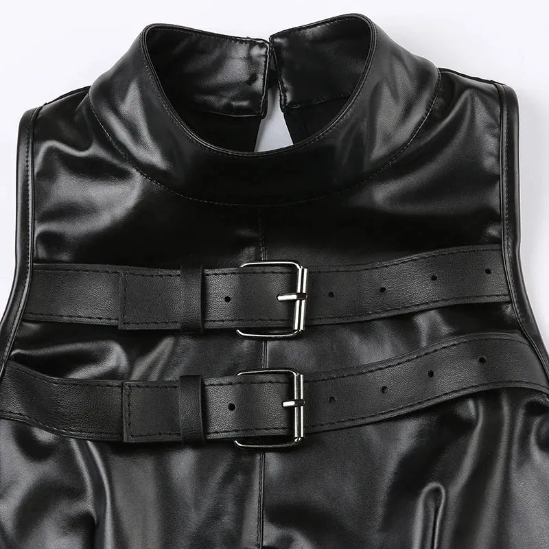 Cyberpunk Faux Leather Crop Top