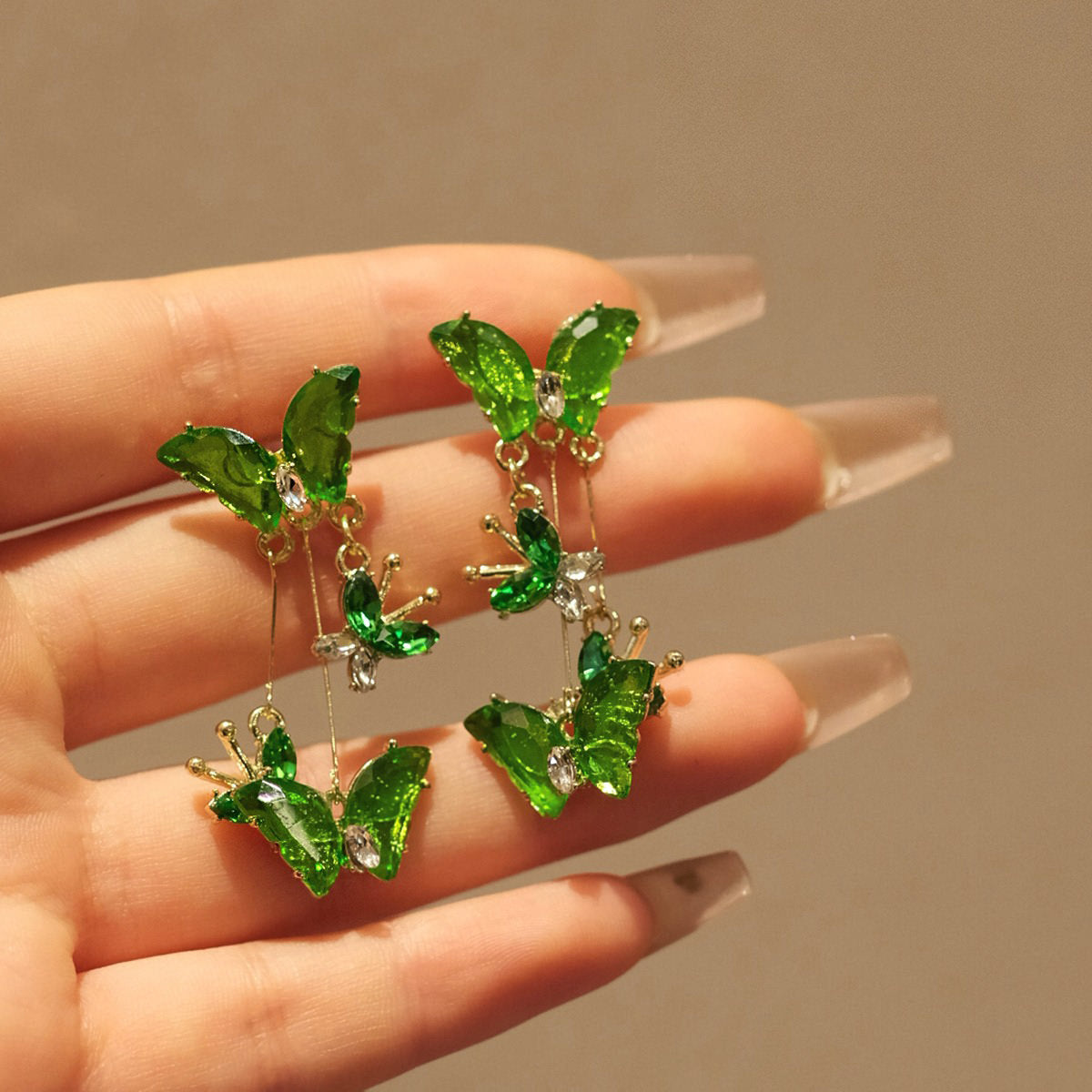 Fairy Butterfly Green Earrings