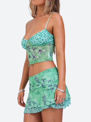 Floral Top & Mini Skirt Two Piece Set