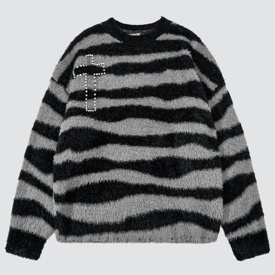 Fuzzy Cross Sweater