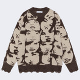 Grunge Face Pullover Sweater