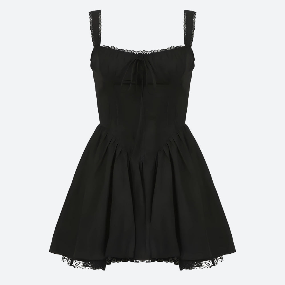 Lace Ruffled Corset Mini Dress