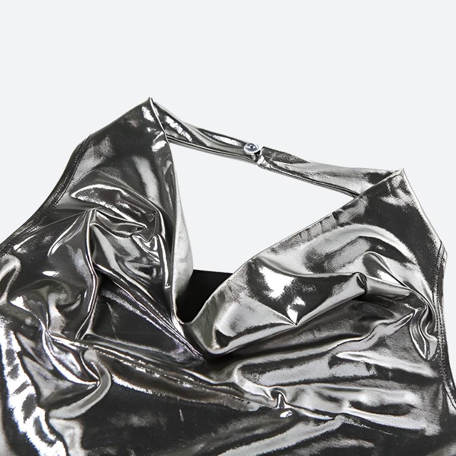 Metallic Halter Neck Mini Dress