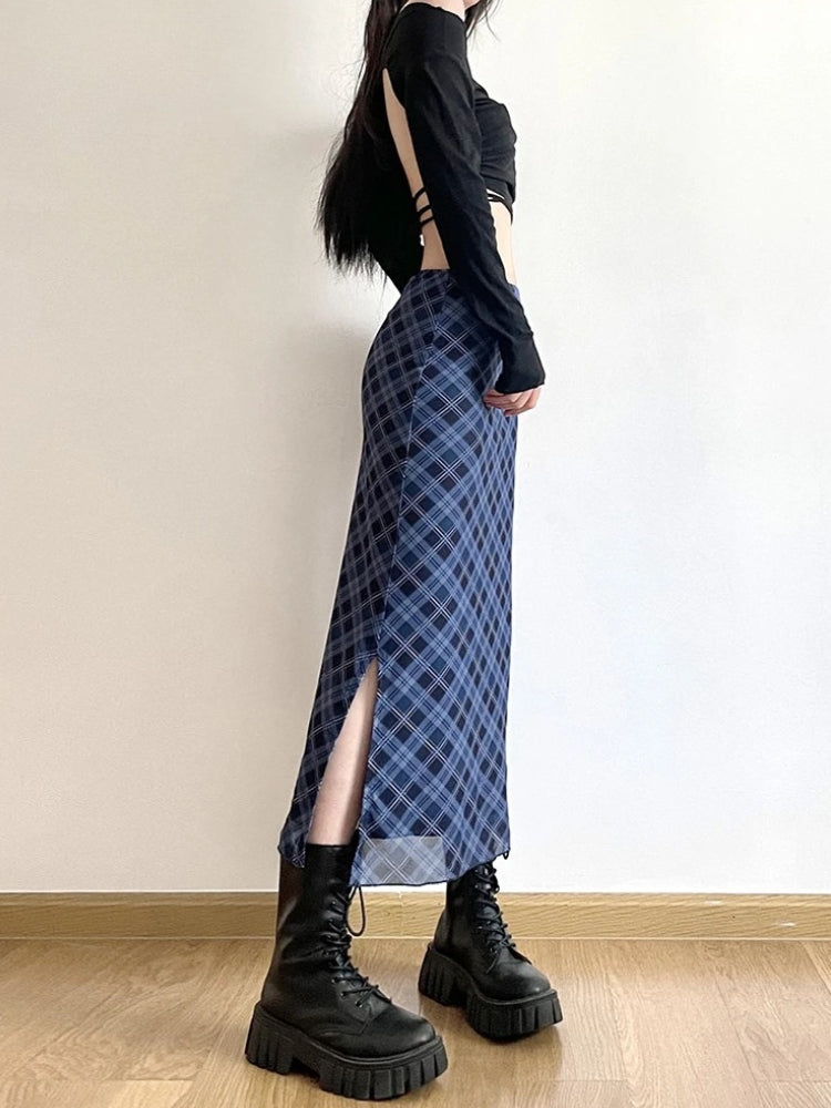 Plaid Midi Skirt