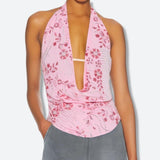 Plunge Neck Sequined Beaded Top