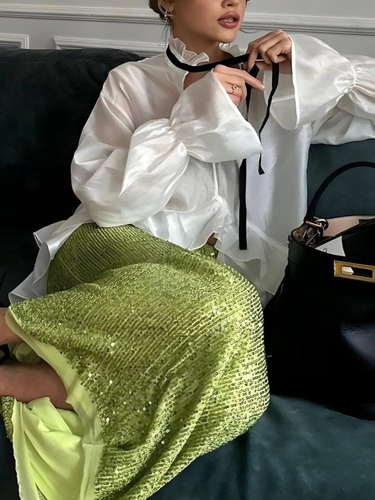 Ruffled Sheer Blouse