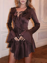 Satin Ruffled Mini Dress