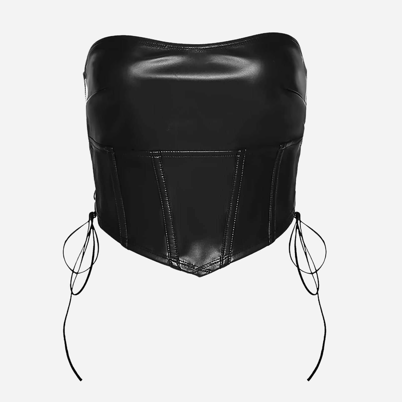 Strapless Faux Leather Crop Top