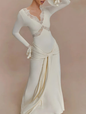 Tie Front Draped Maxi Dress