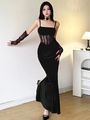 Velvet Lace Maxi Dress