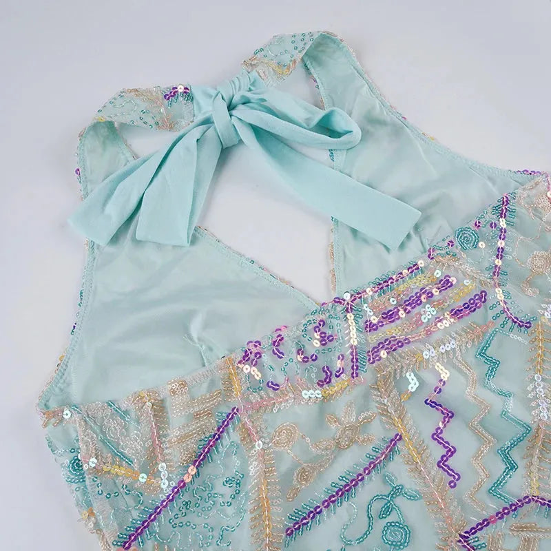 Y2K Sequined Halter Top