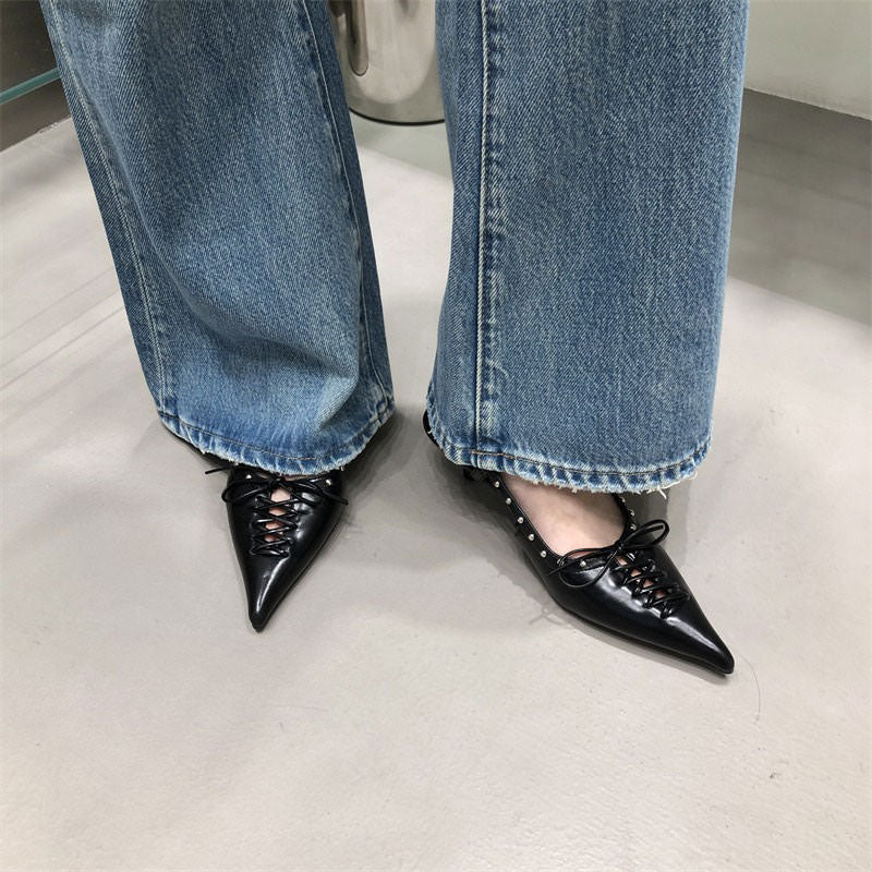 Old Money Aesthetic Lace Up Mules