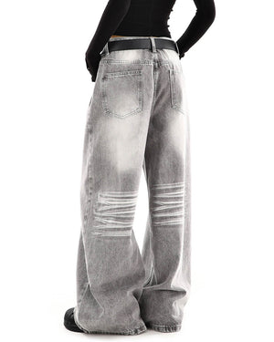 Ash Grey Faded Wide Leg Jeans