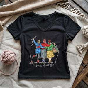 Girls Gone Knitting Lady V-neck