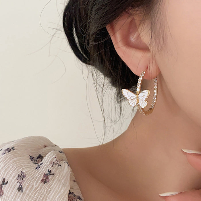 Butterfly Crystal Hoop Earrings