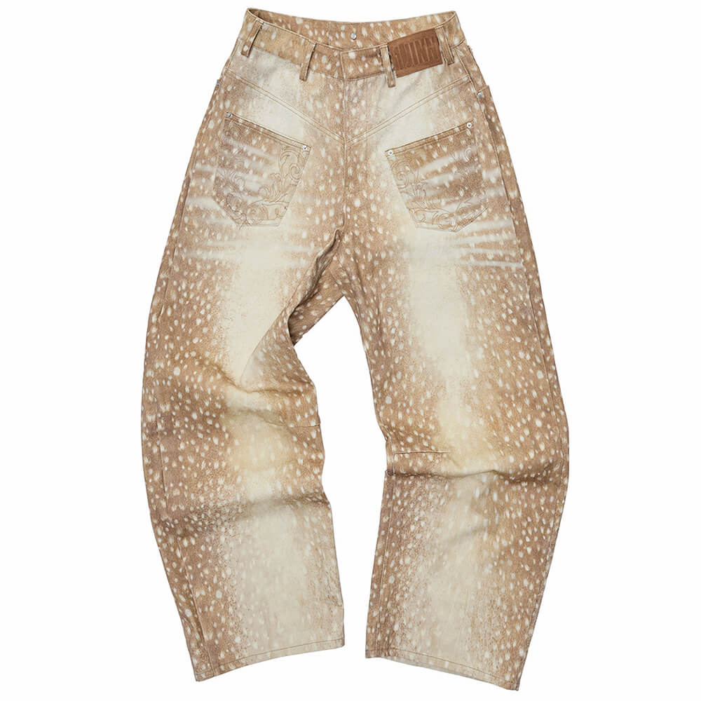 Deer Print Wide Leg Jeans