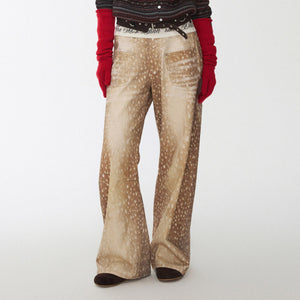 Deer Print Wide Leg Jeans
