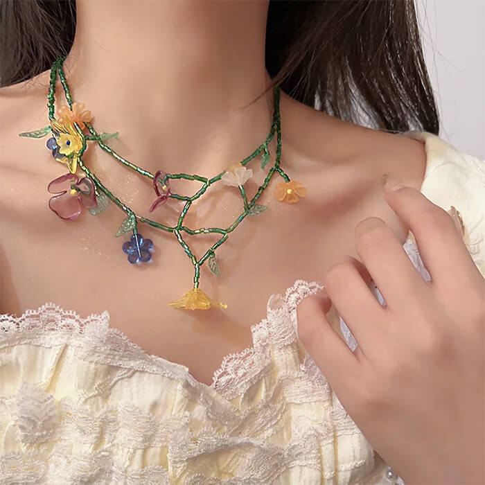 Fairycore Flower Layered Necklace