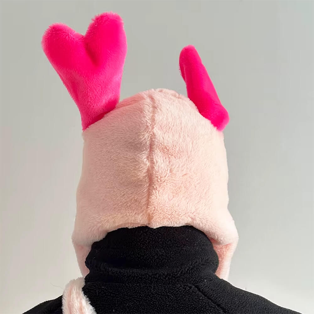 Fluffy Brain Hat with Heart Ears