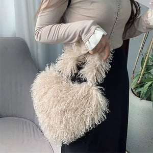 Fuzzy Heart Shaped Bag