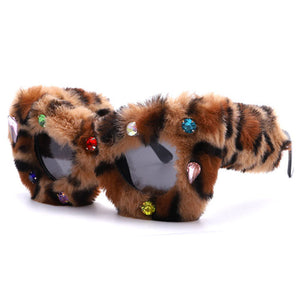 Y2K Fuzzy Rhinestone Glasses