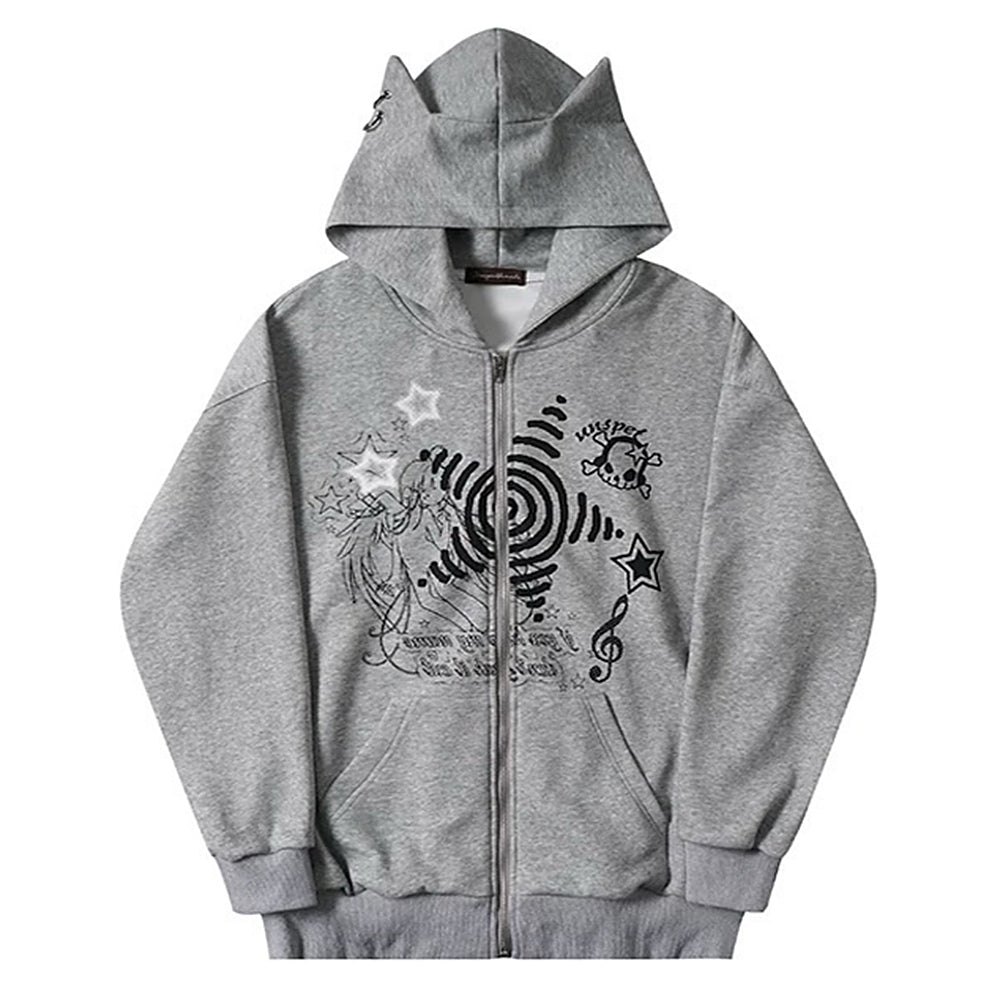 Grunge Cut-Out Shoulder Sweatshirt