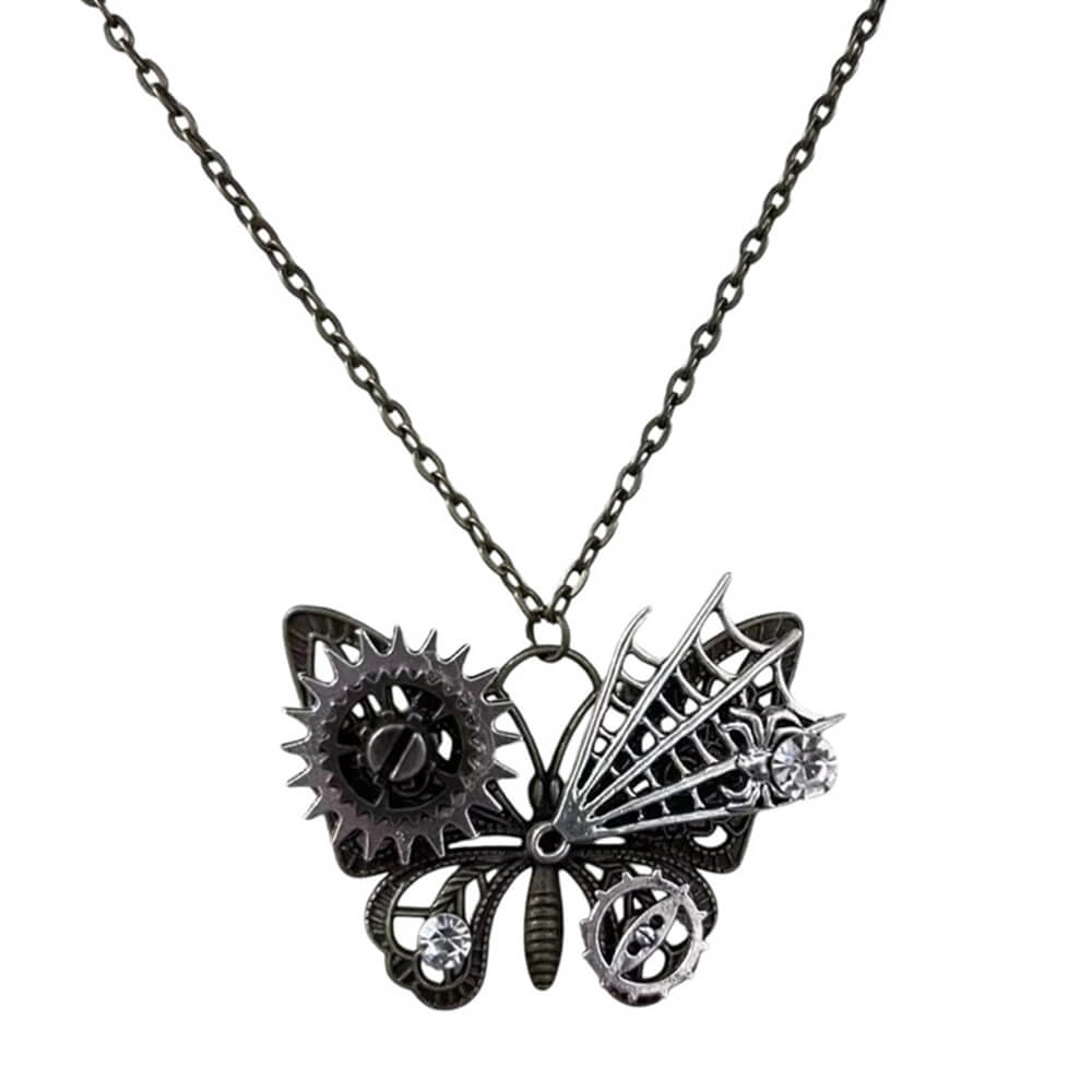 Grunge Mechanical Butterfly Necklace