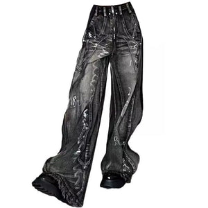 Grunge Wide-Leg Cargo Jeans