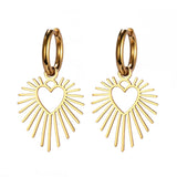 Heart Sun Pendant Drop Earrings