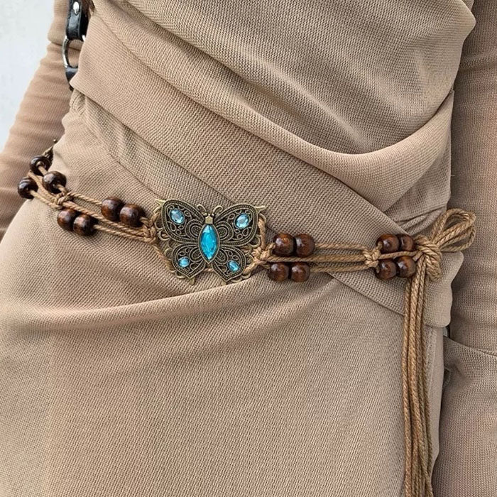 Indie Aesthetic Butterfly Beaded Belt