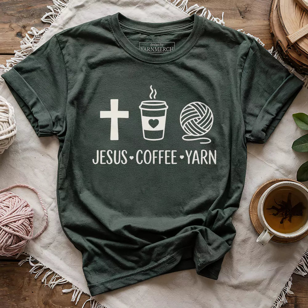 Jesus, Coffee and Yarn T-shirt