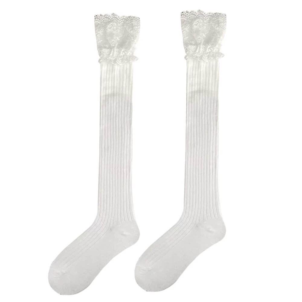 Lace Trim Knee High Socks