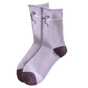 Soft Girl Lavender Bow Socks