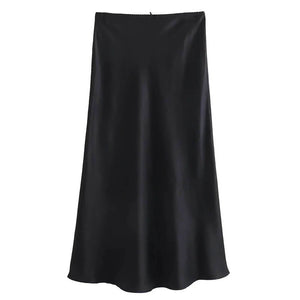 Low Waist Satin Maxi Skirt