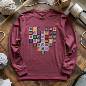 Granny Squares Heart Long Sleeve T-shirt