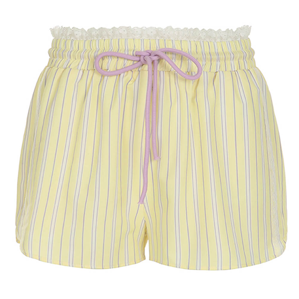 Pastel Yellow & Pink Pinstripe Shorts