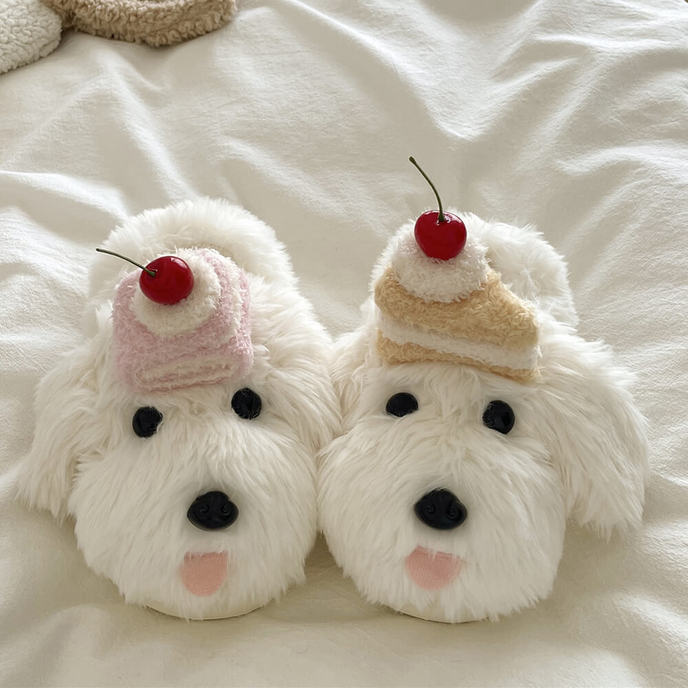 Puppy & Cake Fluffy Slippers