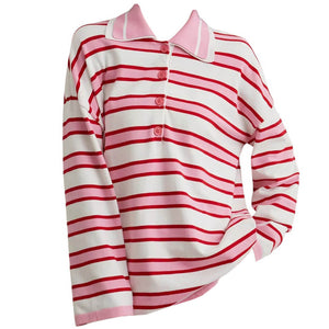 Raspberry Ice Cream Stripe Oversized Polo